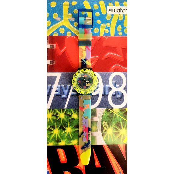 Swatch watch OVER THE WAVE SDN105 1993 Scuba New Old Stock - Picture 3 of 8
